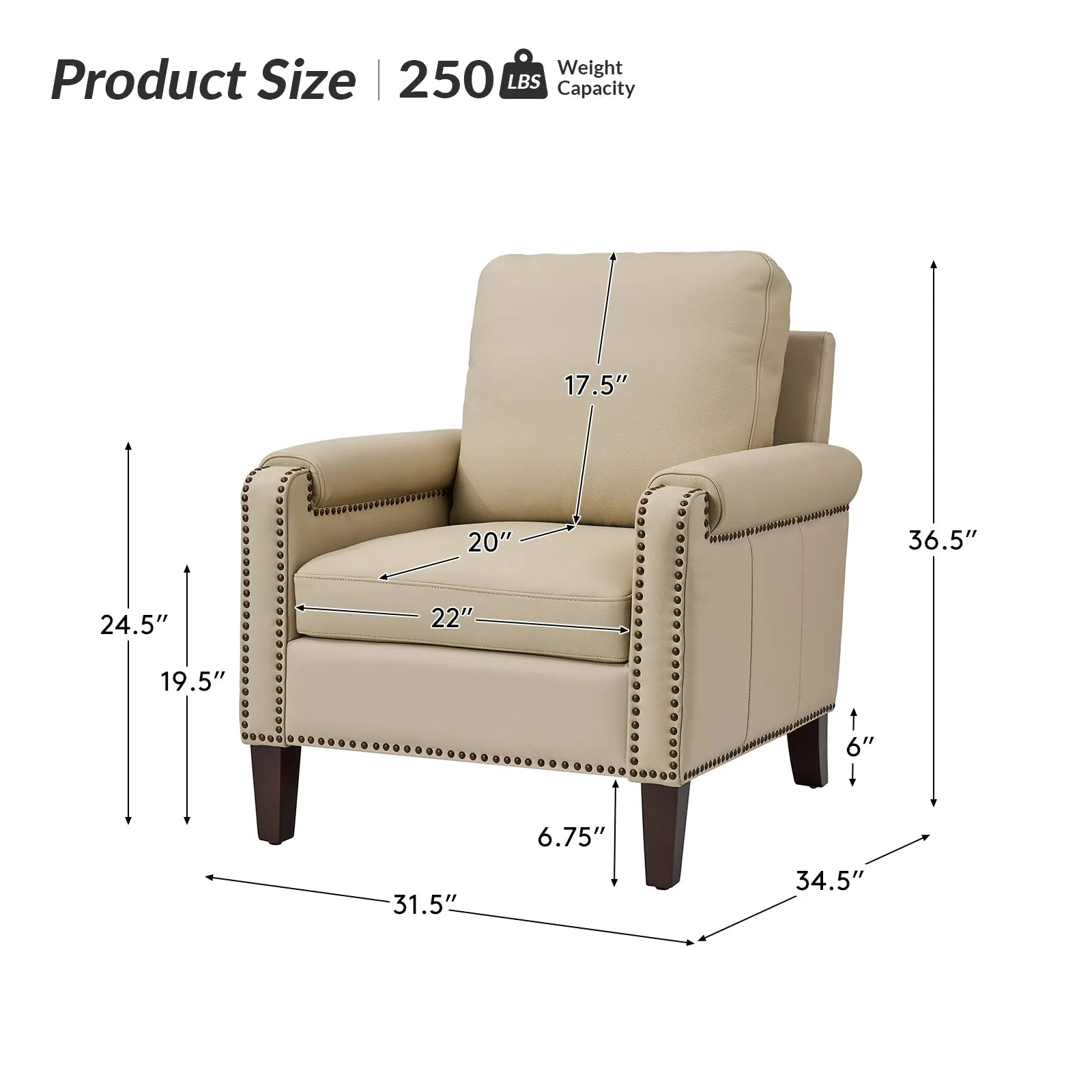 Nathaniel Transitional Style Genuine Leather Armchair