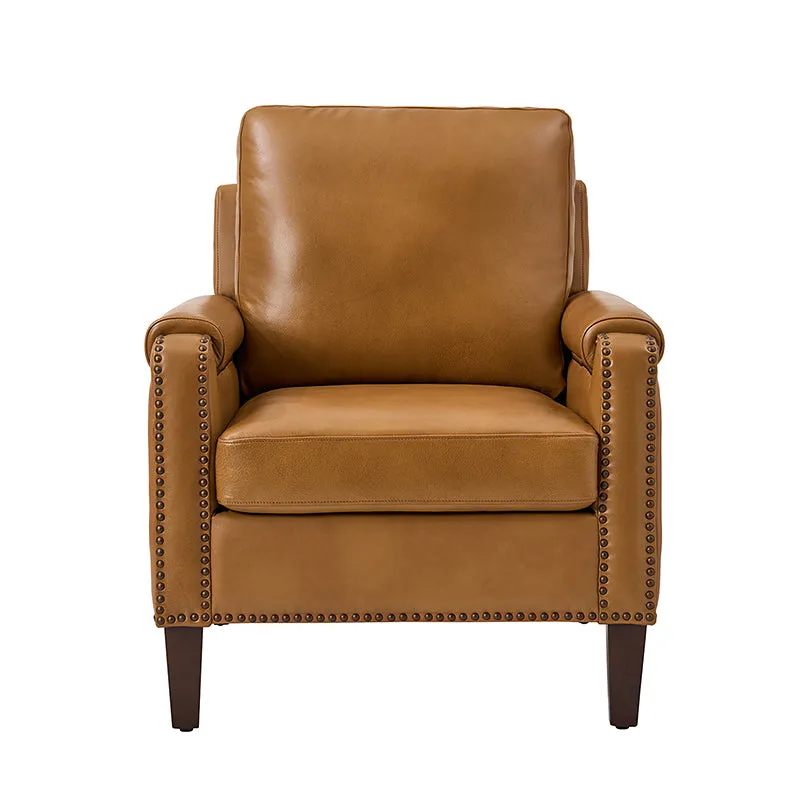 Nathaniel Transitional Style Genuine Leather Armchair