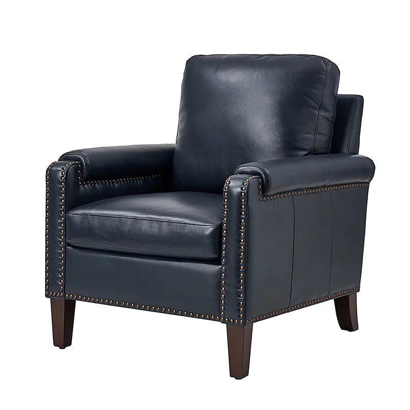 Nathaniel Transitional Style Genuine Leather Armchair