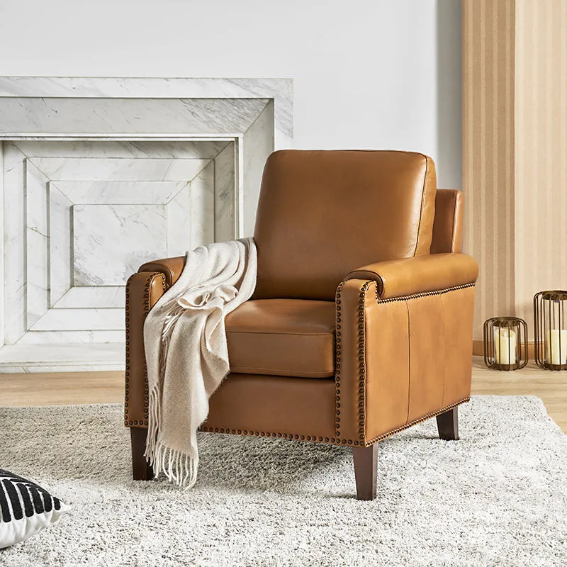 Nathaniel Transitional Style Genuine Leather Armchair