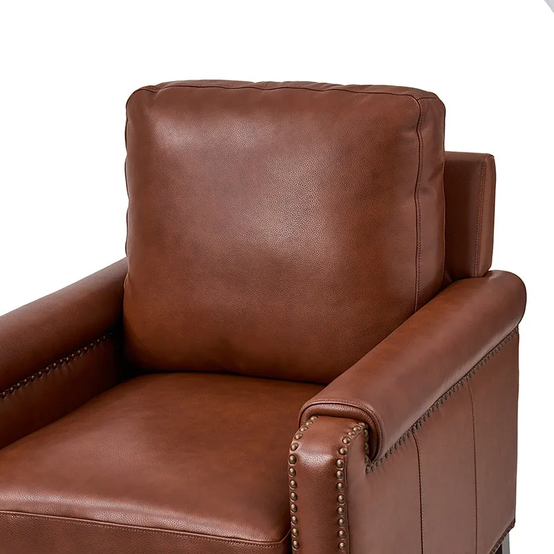 Nathaniel Transitional Style Genuine Leather Armchair