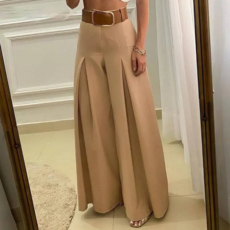 Piera Vintage High Waist Folded Wide Leg Pants