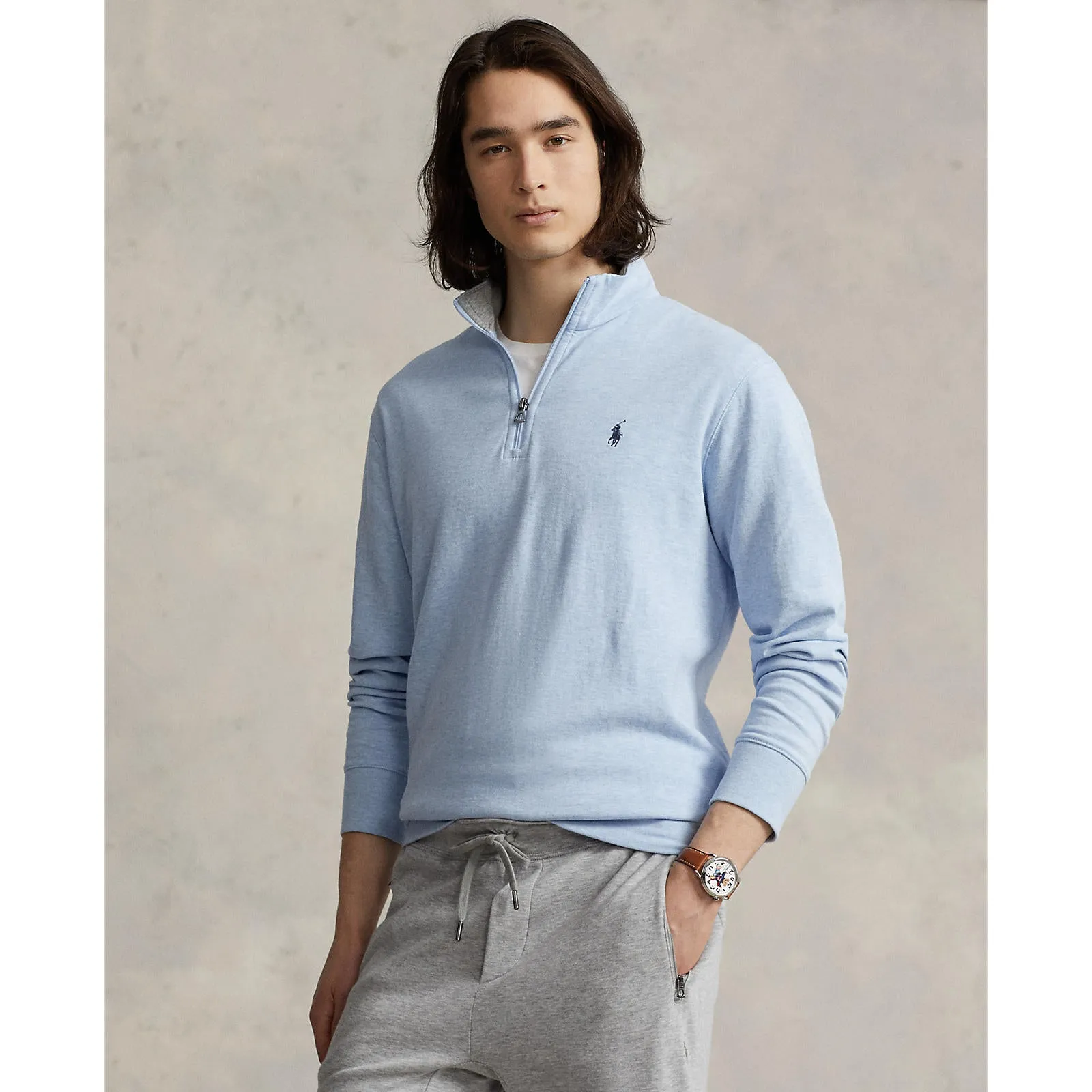 Polo Ralph Lauren - Luxury Jersey Quarter Zip Sweatshirt - Blue Heather