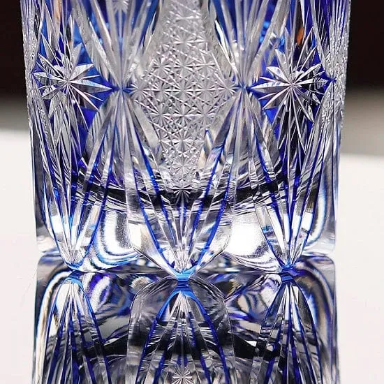 Private Collection Blue Lagune Japanese Edo Kiriko Crystal Hand Cut Whiskey Crystal Glass