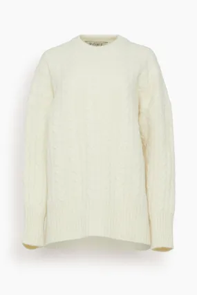 Relaxed Fit Cable Jumper in Off White