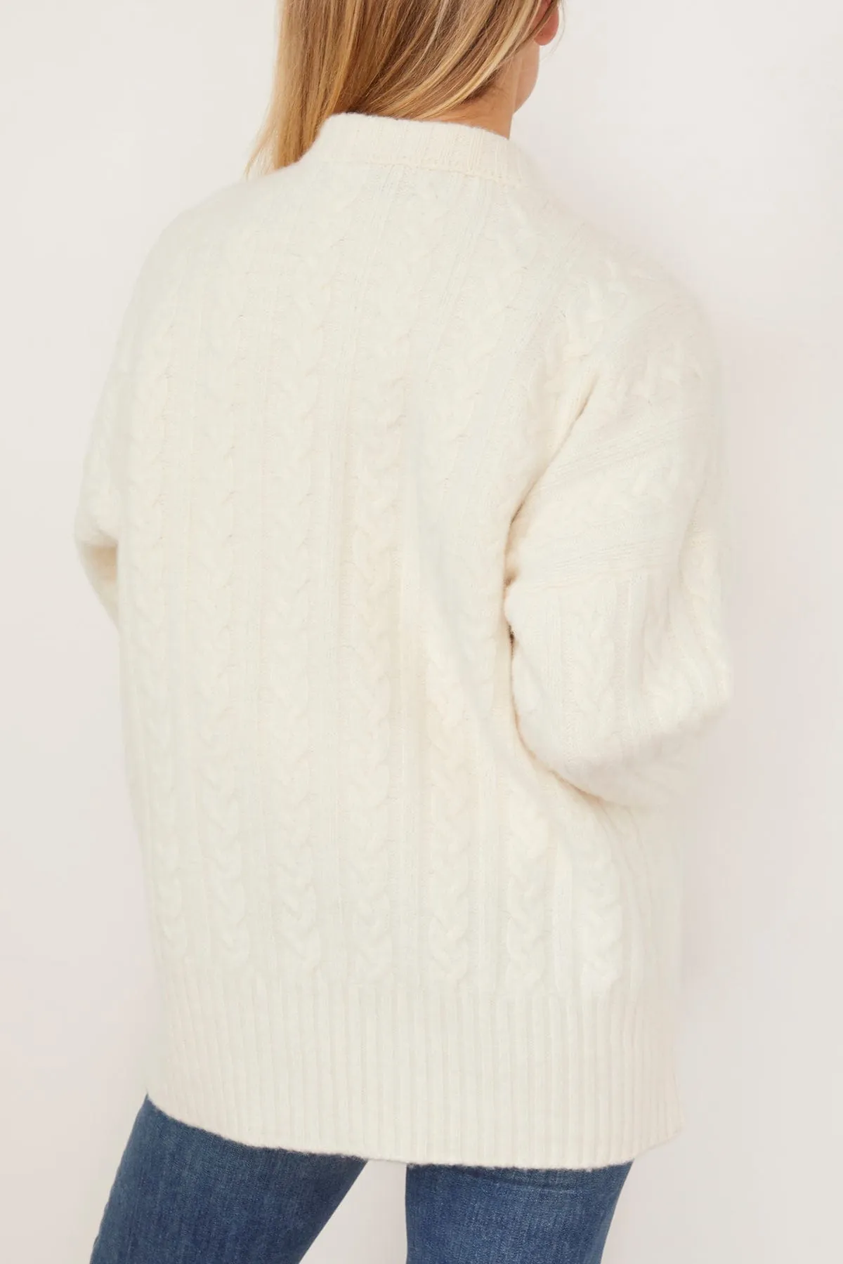 Relaxed Fit Cable Jumper in Off White