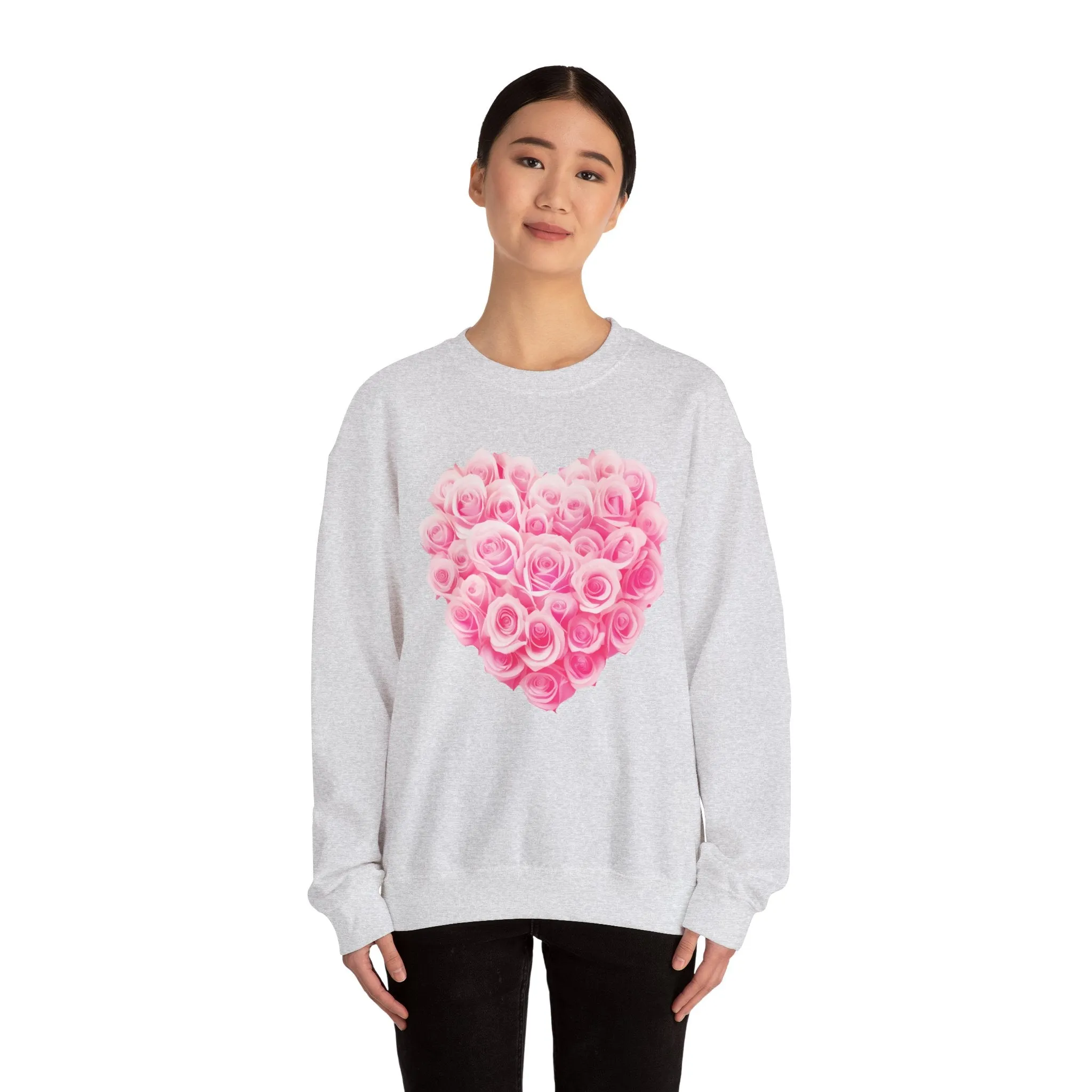 Romantic Rose Heart Sweatshirt - Unisex Heavy Blend™ Crewneck