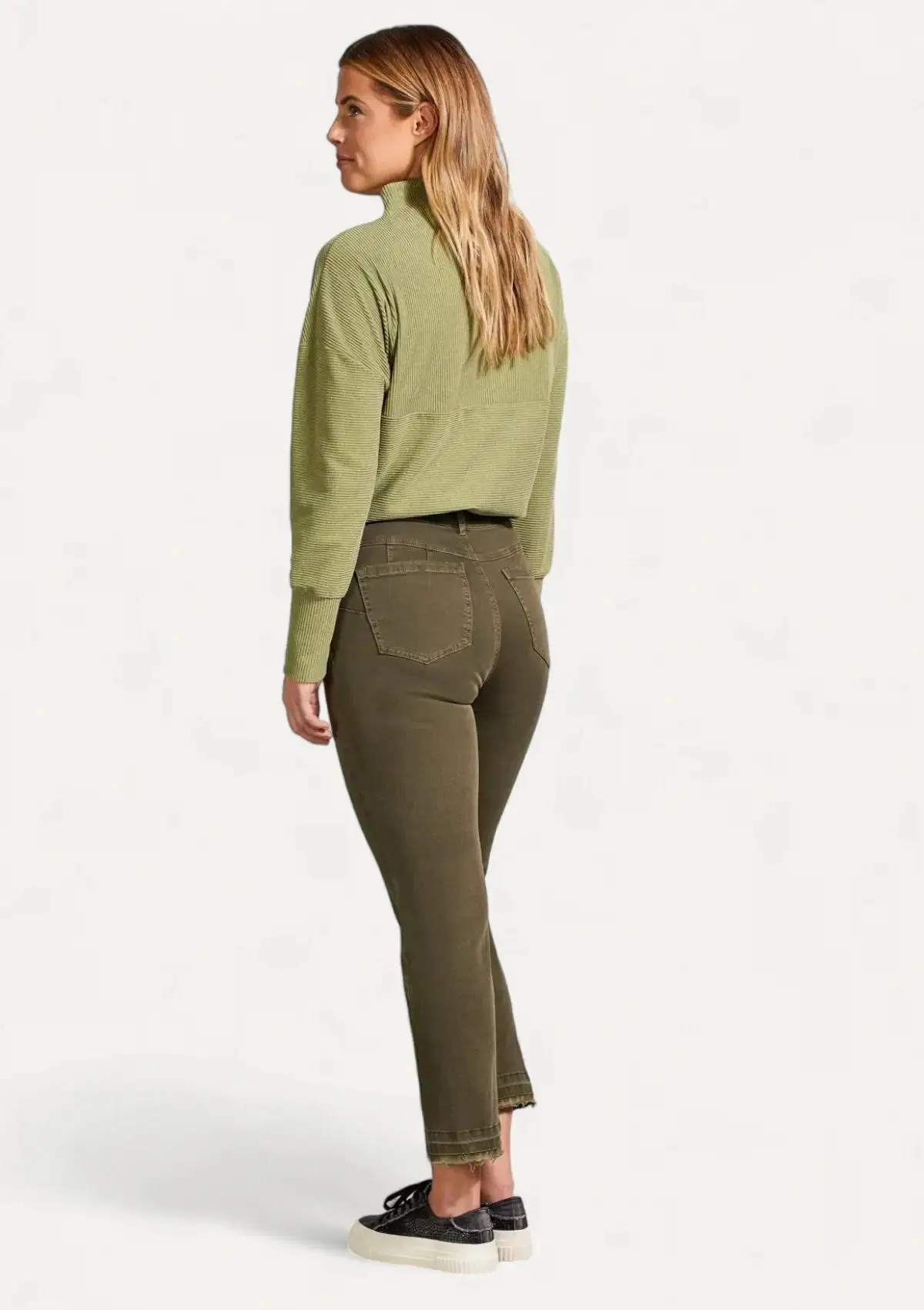 Sophia Curvy Hugging Microflare Crop Jeans - Olive