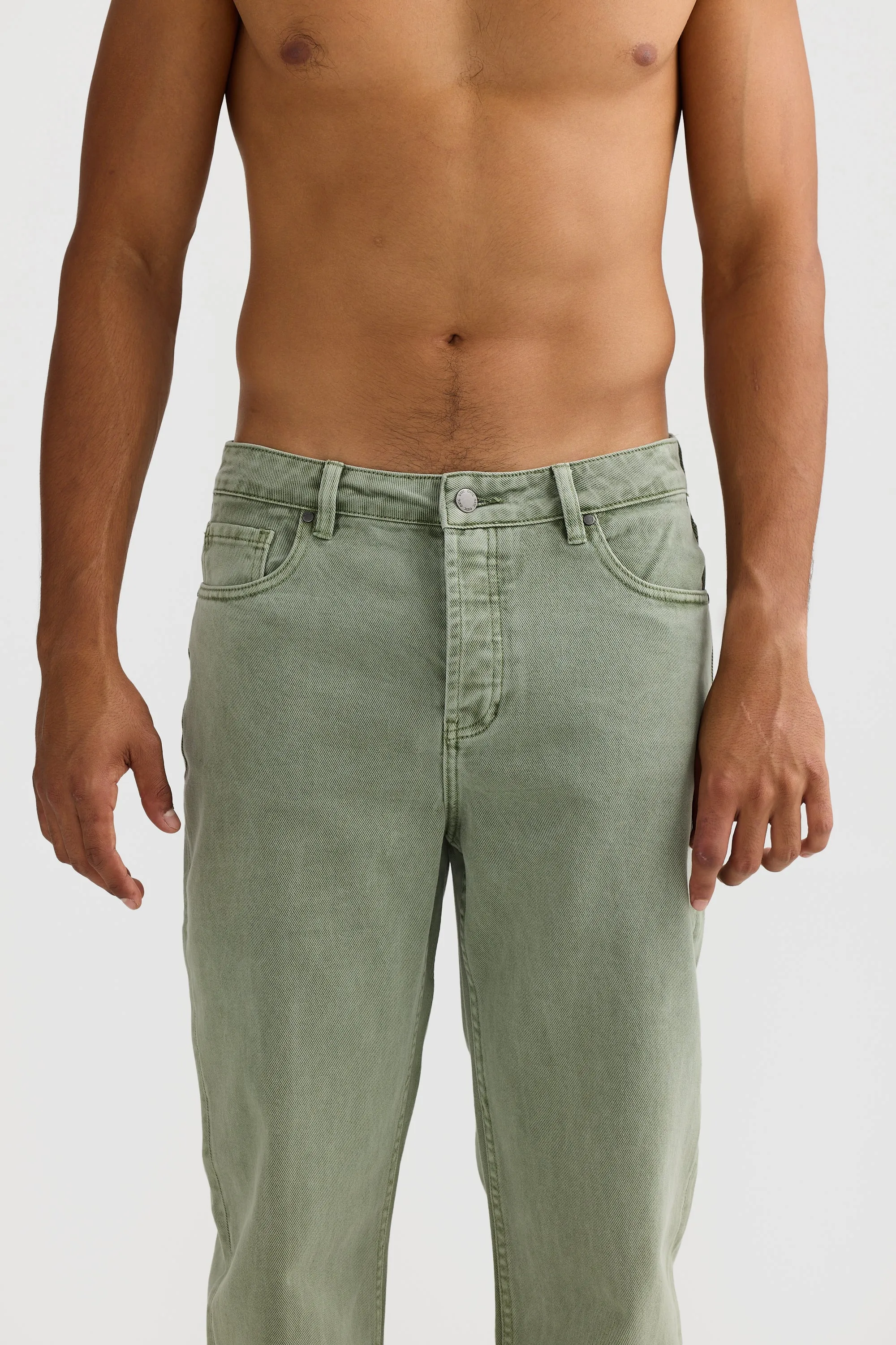 Straight Twill Pants Olive