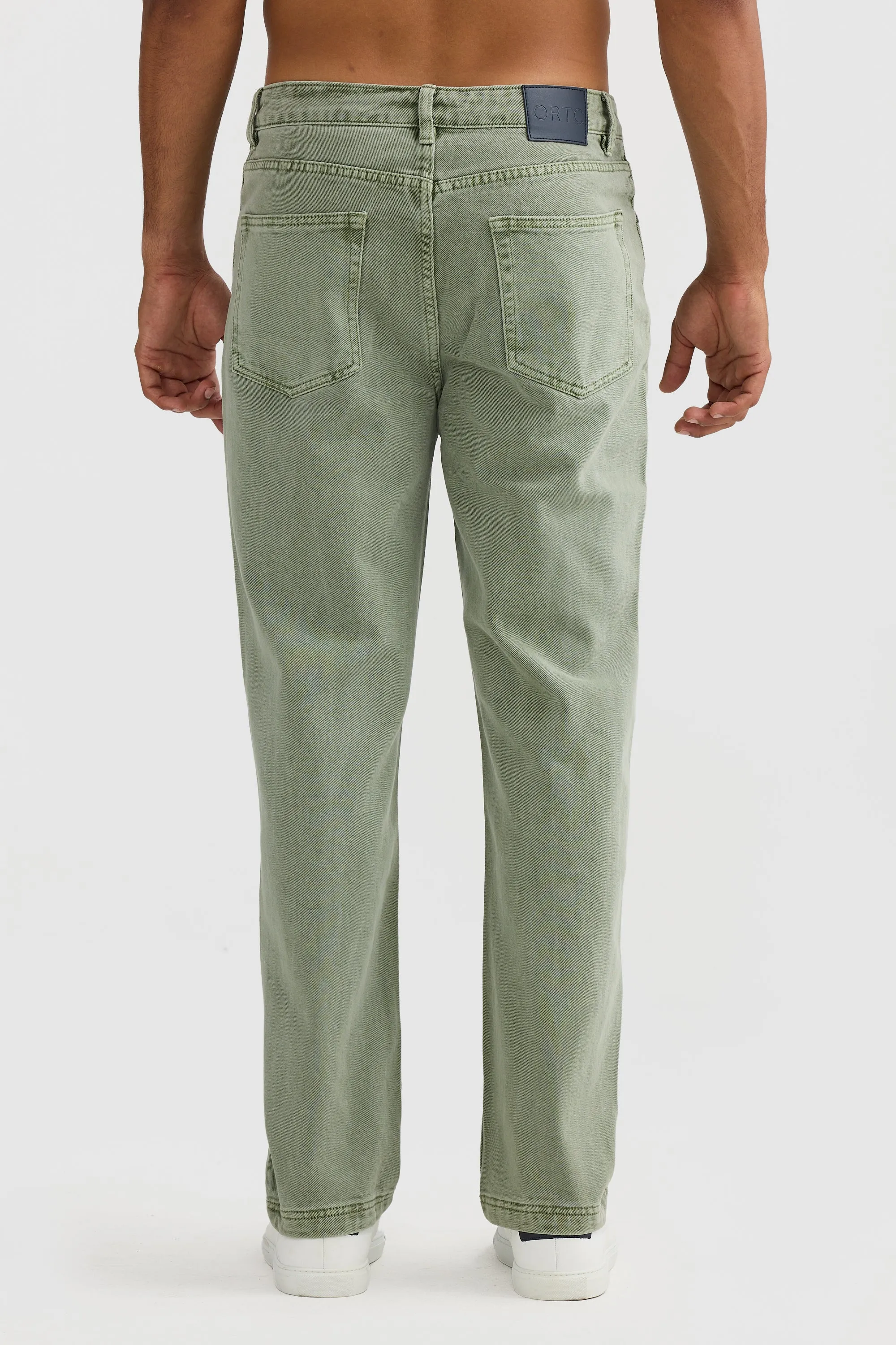 Straight Twill Pants Olive