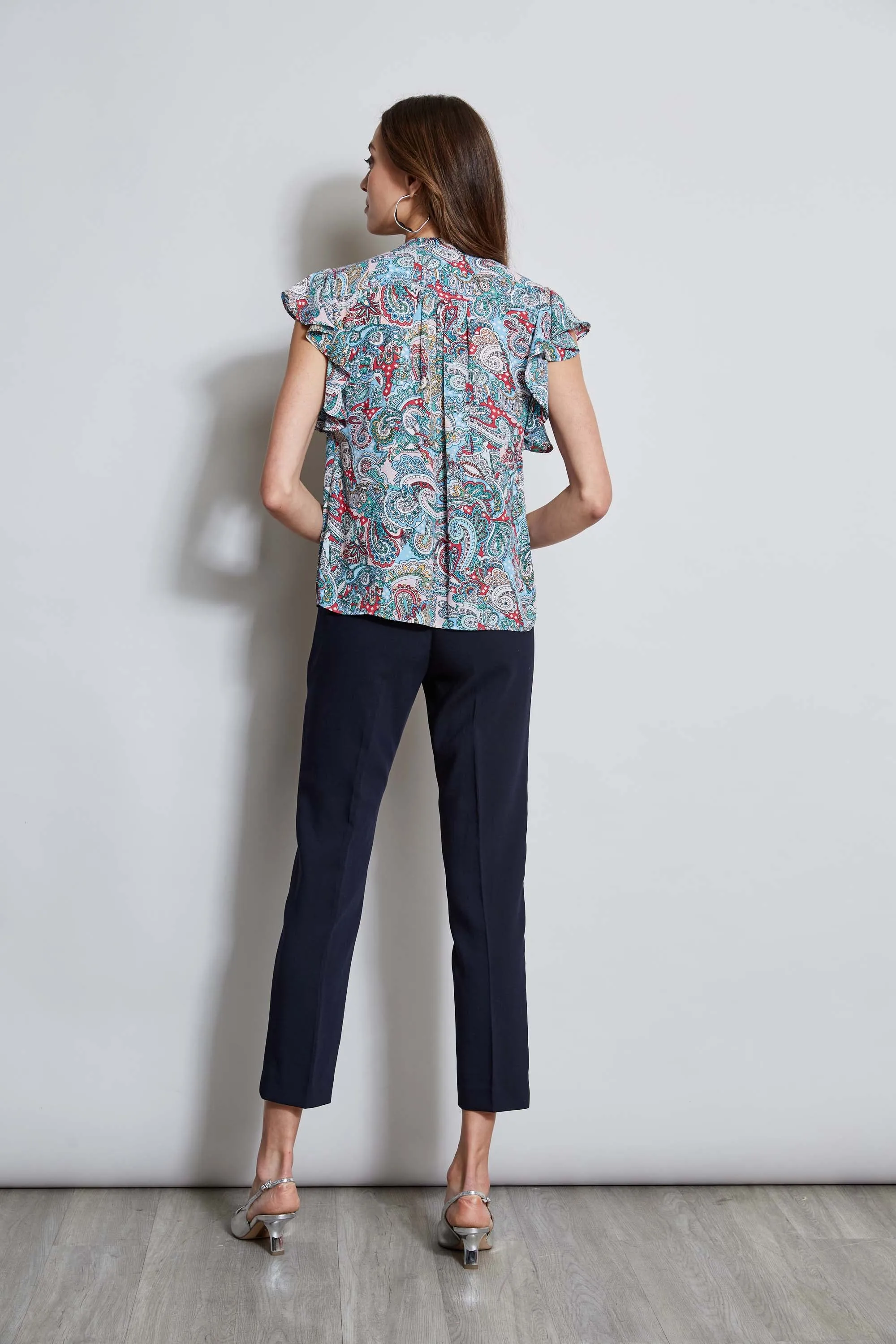 T-Tahari Paisley Flutter Sleeve Shirt