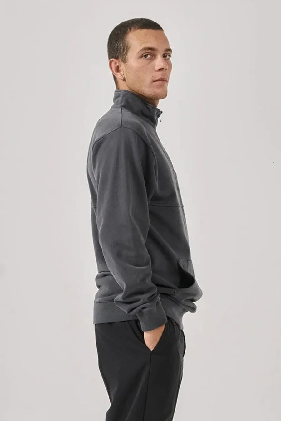 Two Minds Quarter Zip Fleece Dark Charcoal