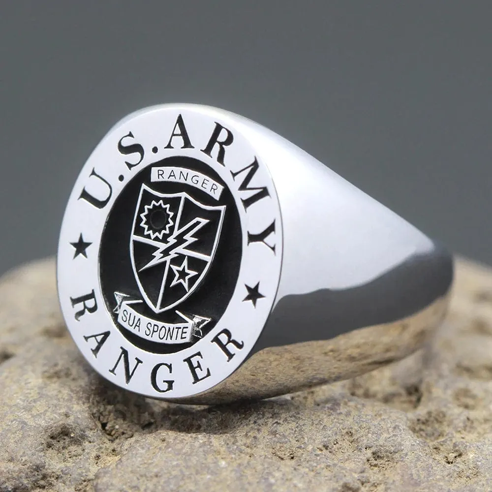 United States Army Ranger  Genuvan Sterling Silver Ring Style A