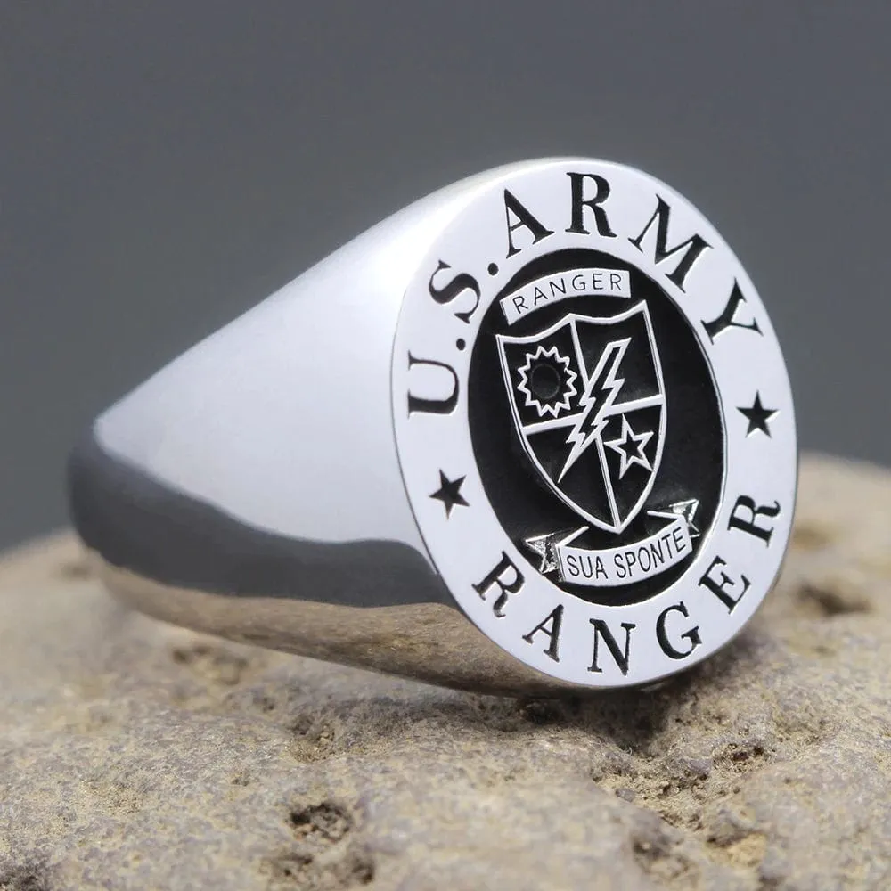 United States Army Ranger  Genuvan Sterling Silver Ring Style A