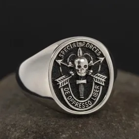 United States Army Special Forces De Oppresso Liber Genuvan Sterling Silver Ring