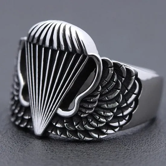 US Army Airborne Parachutist  Sterling Silver Ring