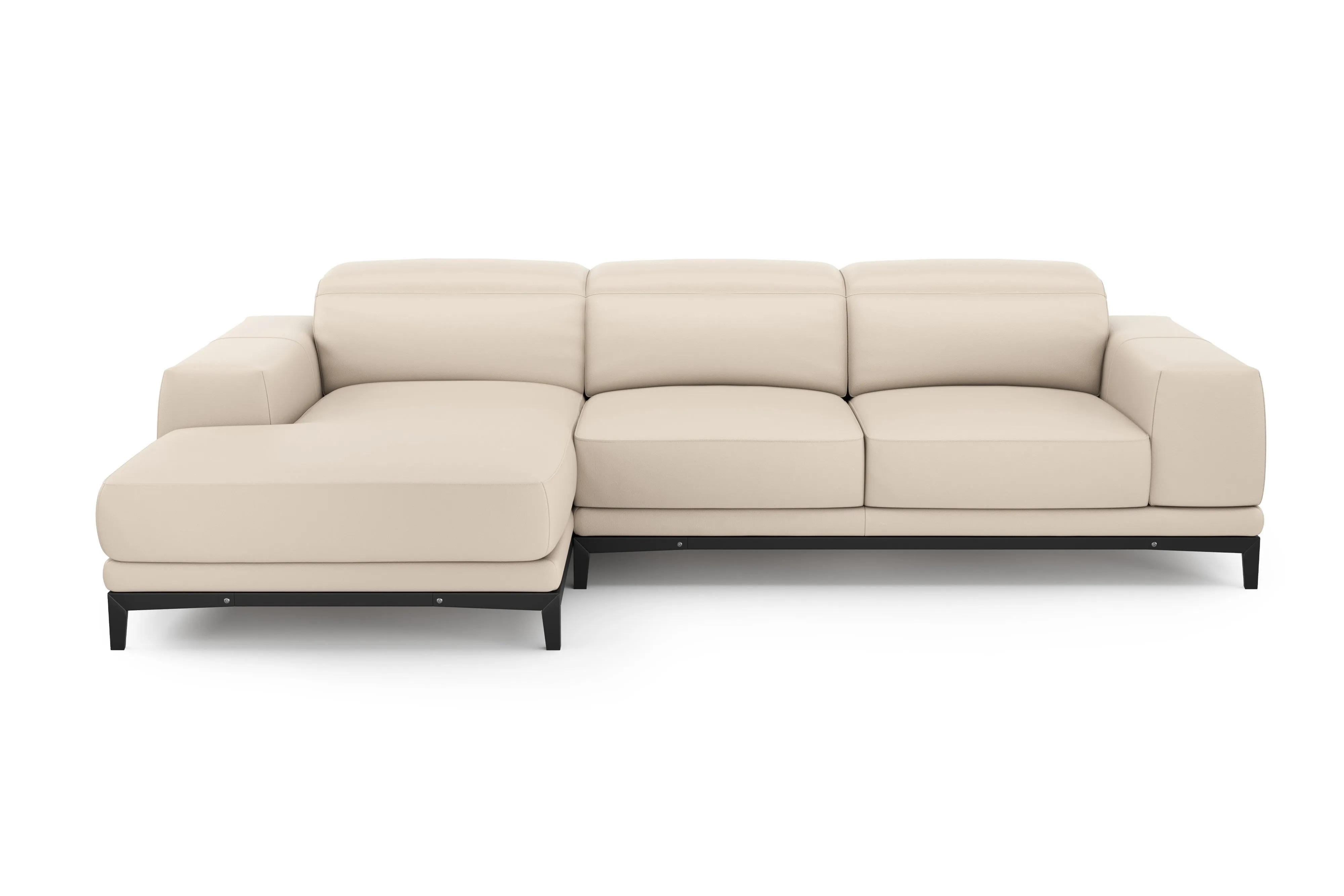 Valencia Valletta Top Grain Leather Three Seats with Left Chaise Sofa, Beige