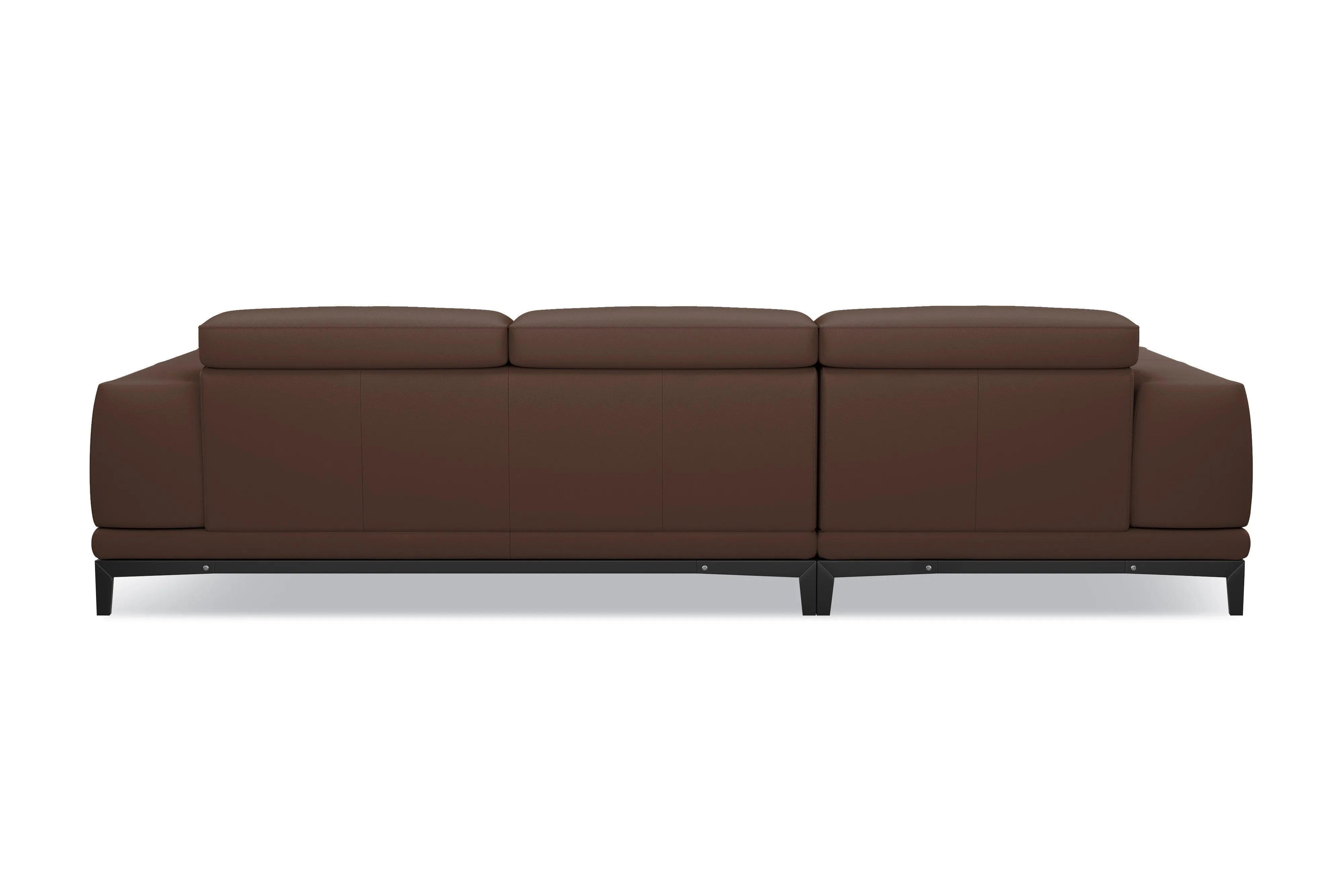 Valencia Valletta Top Grain Leather Three Seats with Left Chaise Sofa, Dark Brown