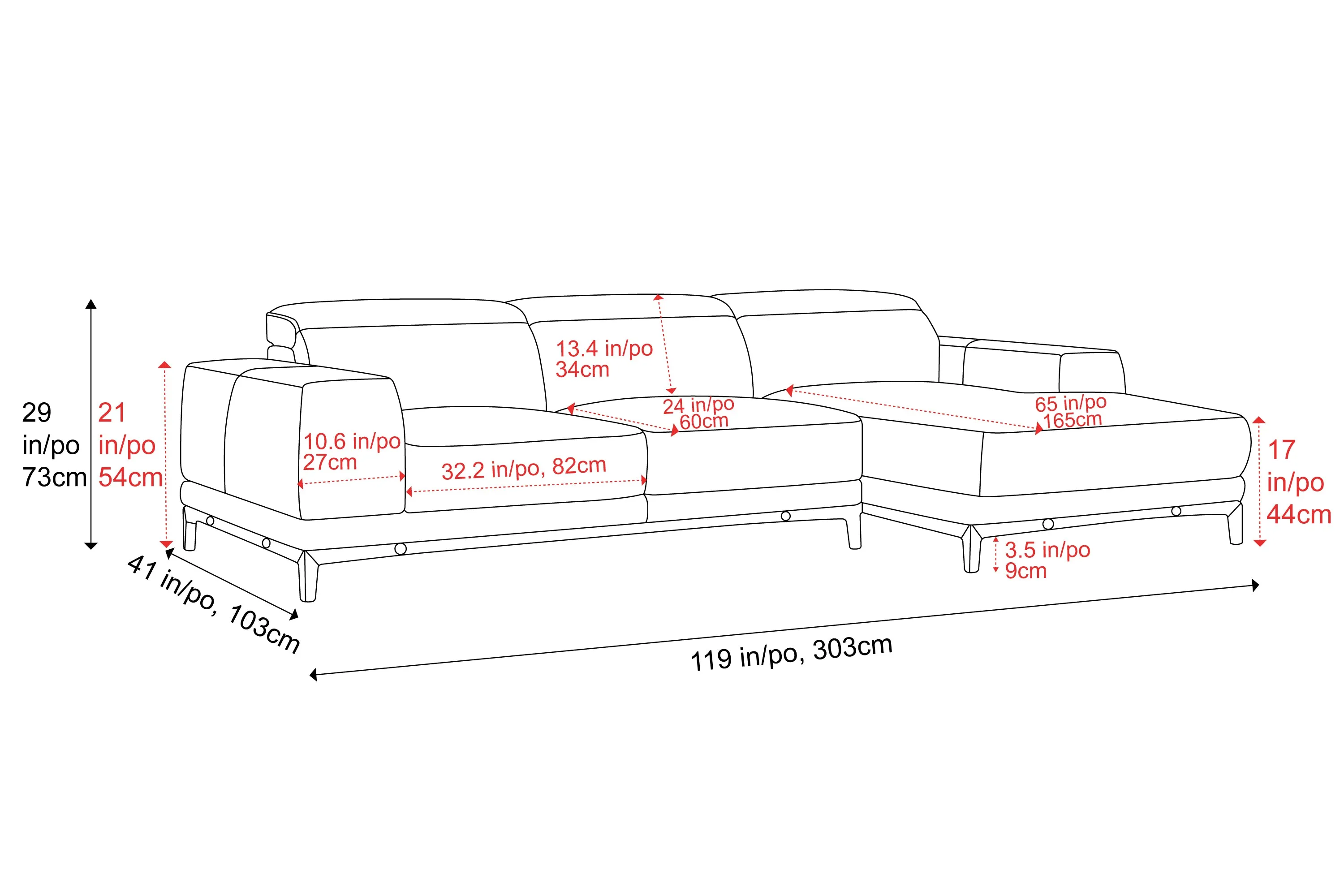 Valencia Valletta Top Grain Leather Three Seats with Right Chaise Sofa, Beige